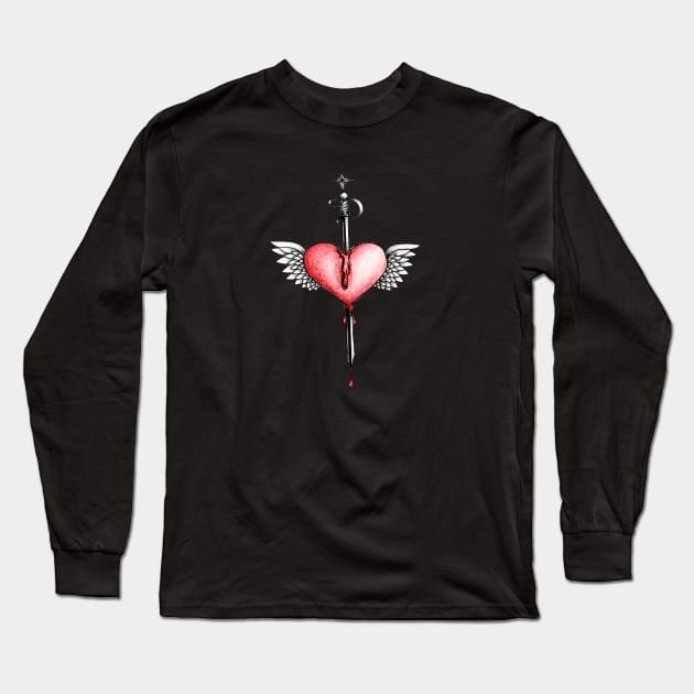 Straight Through the Heart Long Sleeve T-Shirt by ptowndanig